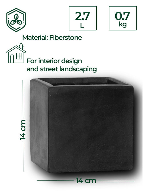 Fiberstone 14cm Architectural Cube Planter