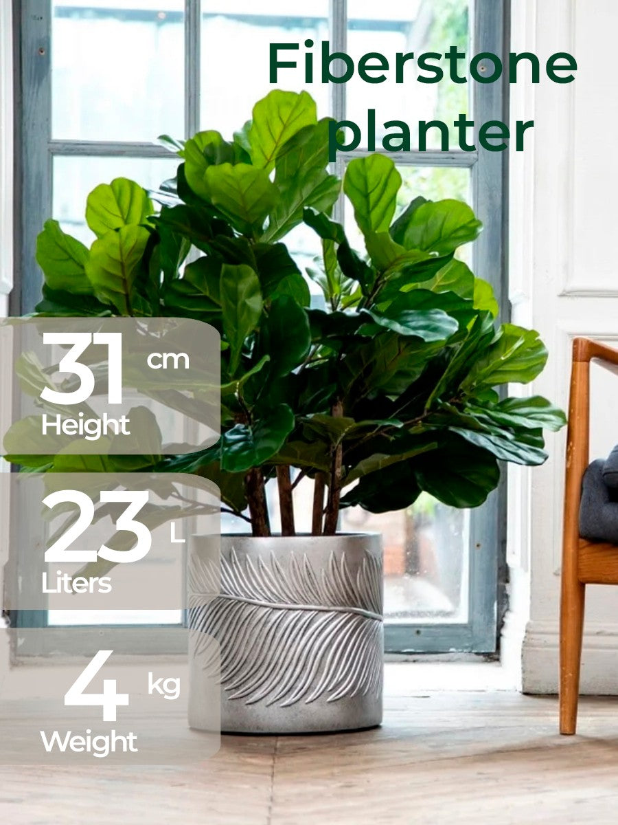 Fiberstone 31cm Architectural Botanical Relief Planter