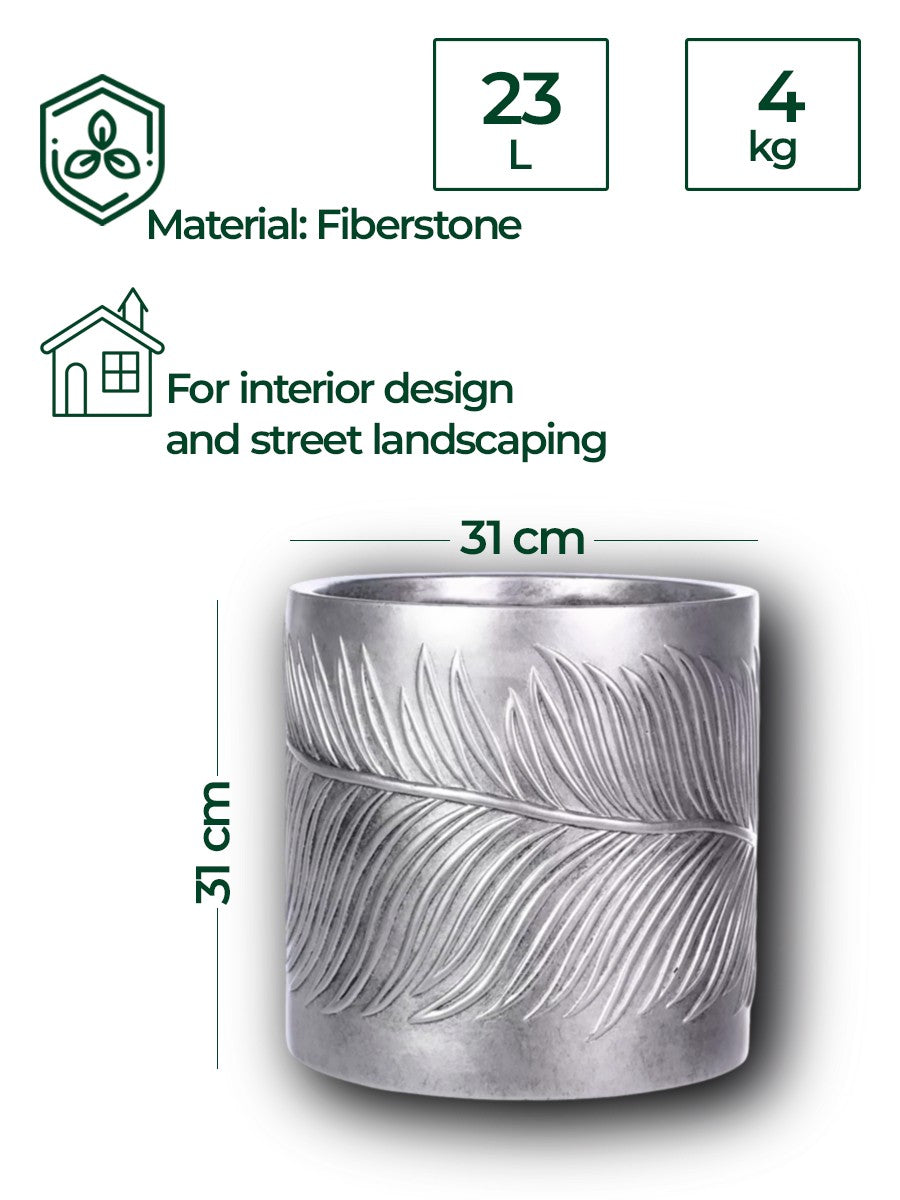 Fiberstone 31cm Architectural Botanical Relief Planter