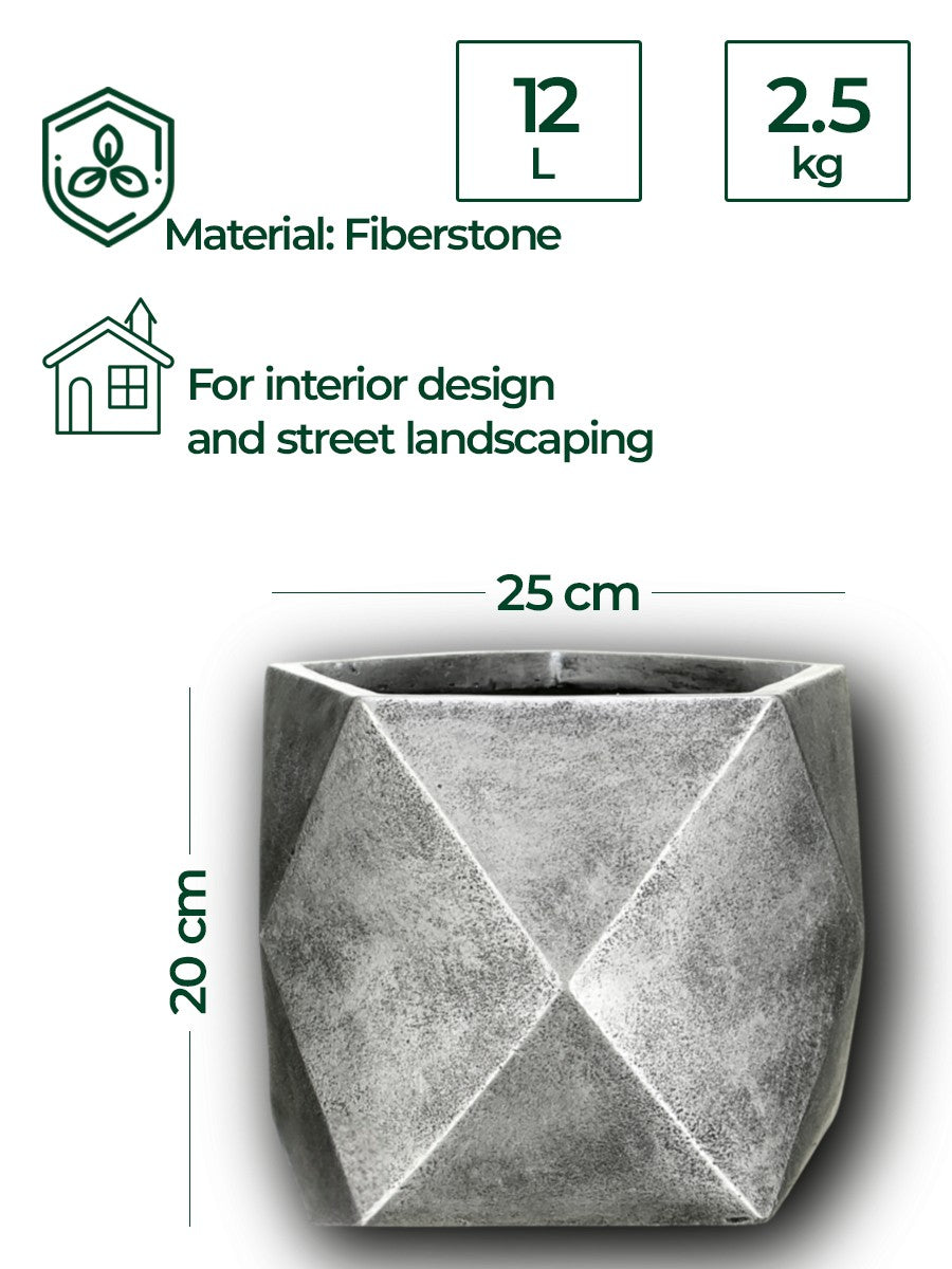 Fiberstone 25cm Architectural Faceted Planter