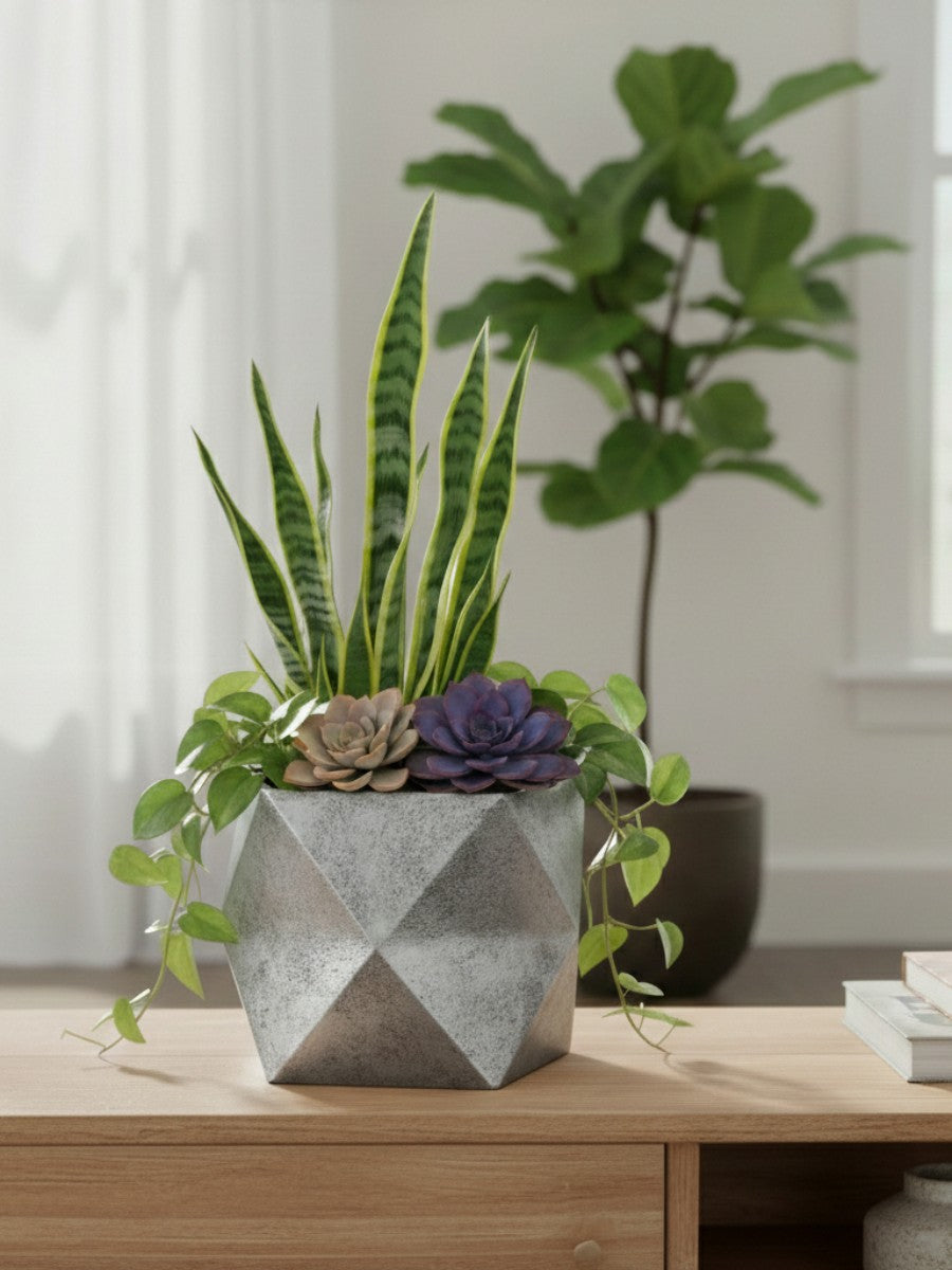 Fiberstone 25cm Architectural Faceted Planter