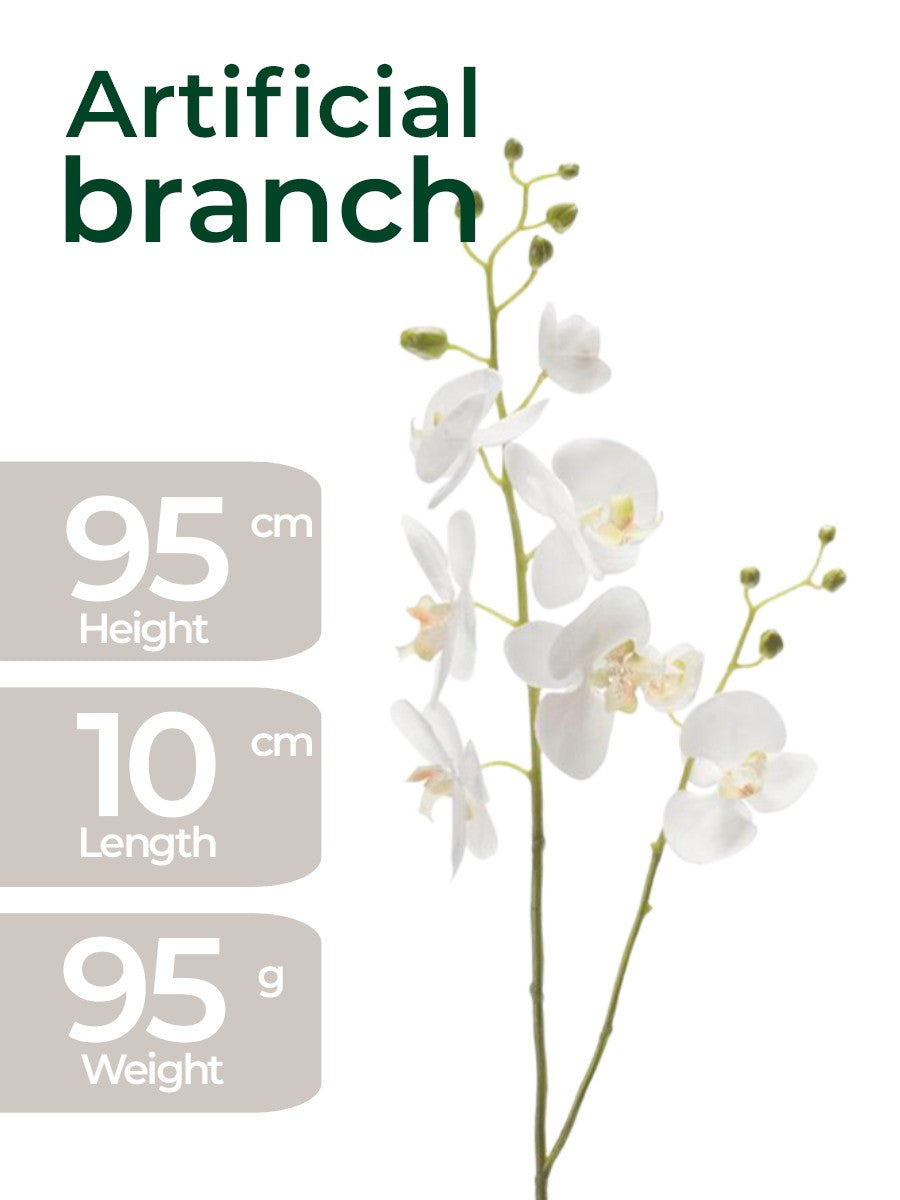 Imperial White Phalaenopsis Orchid – 95cm High-Definition Silk Branch