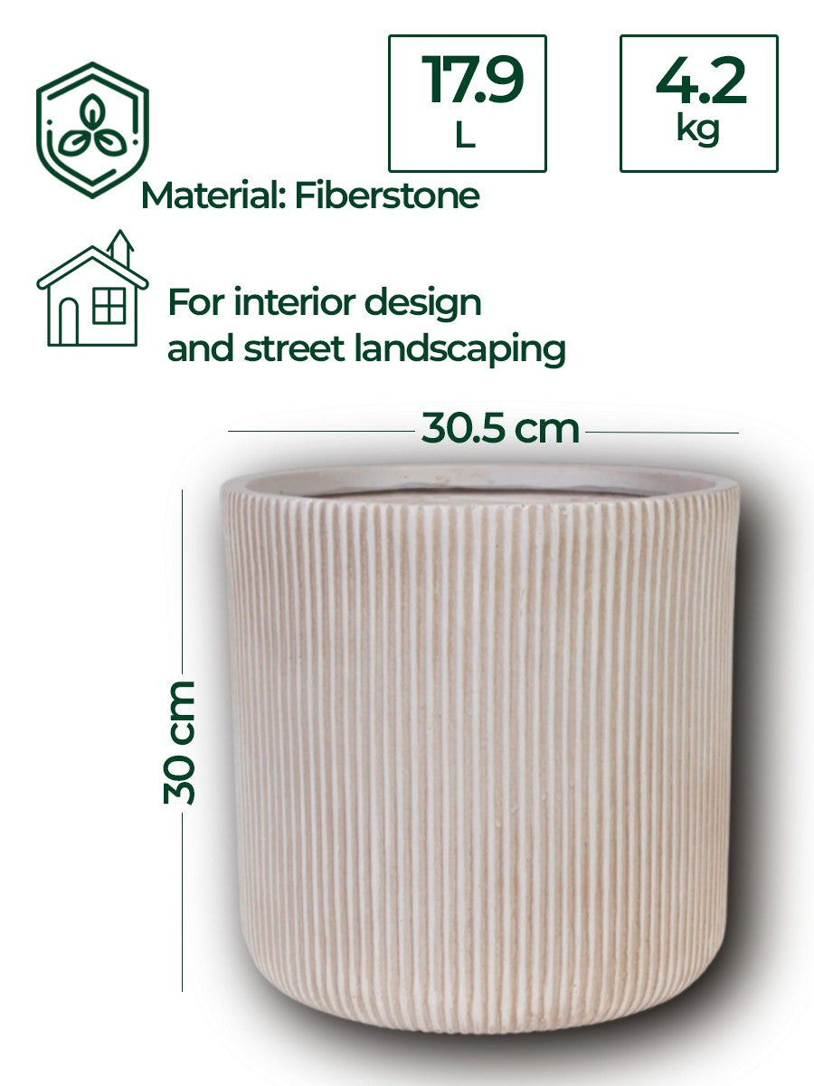 Fiberstone 30cm Architectural Ribbed Planter